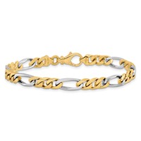 14K Two-tone 6.1mm Hand Polished Fancy Link Bracelet with Fancy Lobster Clasp, 8" view 3