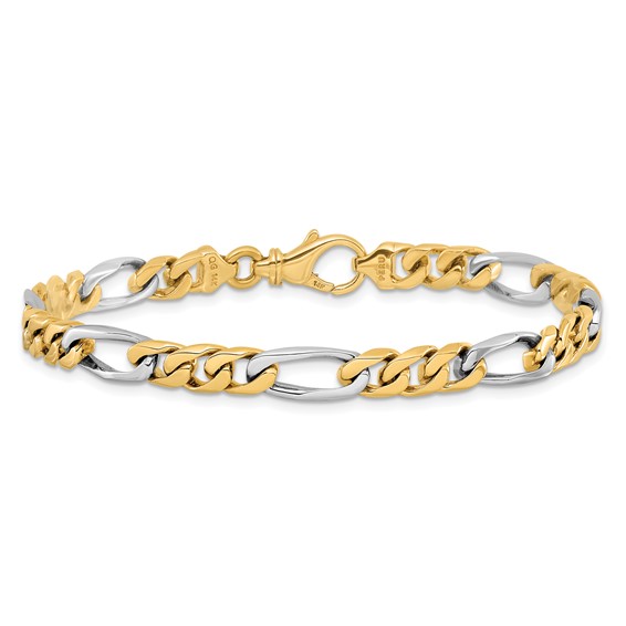 14K Two-tone 6.1mm Hand Polished Fancy Link with Fancy  Lobster Clasp Chain (per inch)