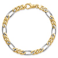 14K Two-tone 6.1mm Hand Polished Fancy Link Bracelet with Fancy Lobster Clasp, 8" view 4