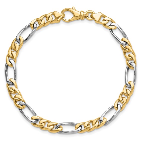 14K Two-tone 6.1mm Hand Polished Fancy Link with Fancy  Lobster Clasp Chain (per inch)