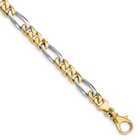 14K Two-tone 6.1mm Hand Polished Fancy Link Bracelet with Fancy Lobster Clasp, 8" view 1