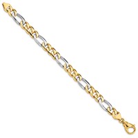 14K Two-tone 8.5mm Hand Polished Fancy Link Bracelet with Fancy Lobster Clasp, 8" view 2