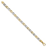 14K Two-tone 6.6mm Hand Polished Fancy Flat Anchor Link Bracelet with Fancy Lobster Clasp, 8.25" view 2