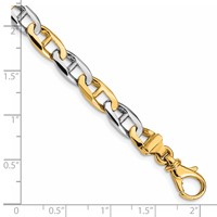 14K Two-tone 6.6mm Hand Polished Fancy Flat Anchor Link Bracelet with Fancy Lobster Clasp, 8.25" view 5