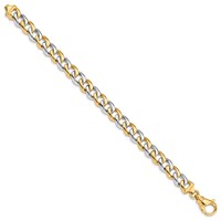 14K Two-tone 9.3mm Hand Polished Fancy Link Bracelet with Fancy Lobster Clasp, 8" view 2