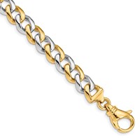 14K Two-tone 9.3mm Hand Polished Fancy Link Bracelet with Fancy Lobster Clasp, 8" view 1