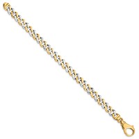 14K Two-tone 8mm Hand Polished Fancy Link Bracelet with Fancy Lobster Clasp, 8" view 2