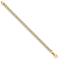14K Two-tone 6.85mm Hand Polished Fancy Link Bracelet with Fancy Lobster Clasp, 8" view 2