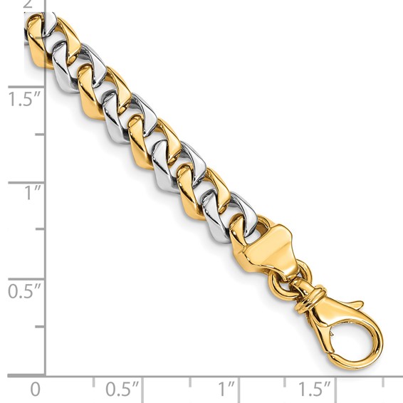 14K Two-tone 6.85mm Hand Polished Fancy Link with Fancy Lobster Clasp Chain (per inch)