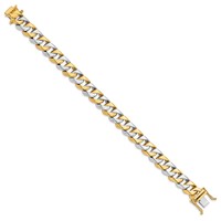 14K Two-tone 11.2mm Hand Polished Fancy Link Bracelet with Box Catch Clasp, 8.5" view 2