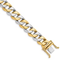 14K Two-tone 11.2mm Hand Polished Fancy Link Bracelet with Box Catch Clasp, 8.5" view 1