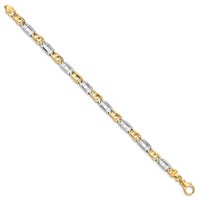 14K Two-tone 5.5mm Hand Polished Fancy Link Bracelet with Fancy Lobster Clasp, 7.5" view 2