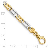 14K Two-tone 5.5mm Hand Polished Fancy Link Bracelet with Fancy Lobster Clasp, 7.5" view 3