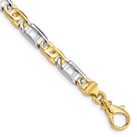 14K Two-tone 5.5mm Hand Polished Fancy Link Bracelet with Fancy Lobster Clasp, 7.5" view 1