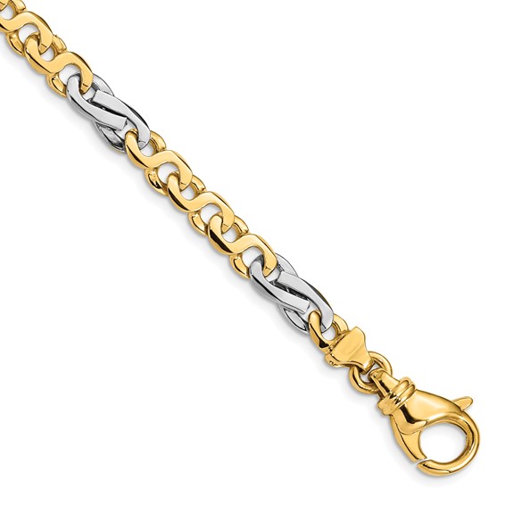 14K Two-tone 5.8mm Hand Polished Fancy Link with Fancy  Lobster Clasp Chain (per inch)