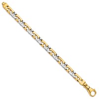 14K Two-tone 8.5mm Hand Polished Fancy Link Bracelet with Fancy Lobster Clasp, 8.5" view 2