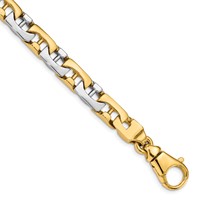 14K Two-tone 8.5mm Hand Polished Fancy Link Bracelet with Fancy Lobster Clasp, 8.5" view 1