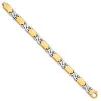 14K Two-tone 10.9mm Hand Polished Fancy Link Bracelet with Fancy Lobster Clasp, 9" view 2