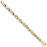14K Two-tone 8.8mm Hand Polished Fancy Link Bracelet with Fancy Lobster Clasp, 9" view 2