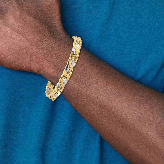 Two-Tone Gold Hand-Polished Fancy Link Chain