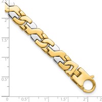 14K Two-tone 8.8mm Hand Polished Fancy Link Bracelet with Fancy Lobster Clasp, 9" view 4