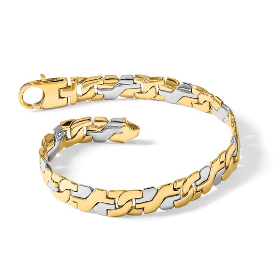 Two-Tone Gold Hand-Polished Fancy Link Chain