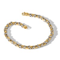 14K Two-tone 4.2mm Hand Polished Fancy Link Bracelet with Lobster Clasp, 8" view 2