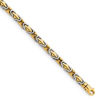 14K Two-tone 4.2mm Hand Polished Fancy Link Bracelet with Lobster Clasp, 8" view 1