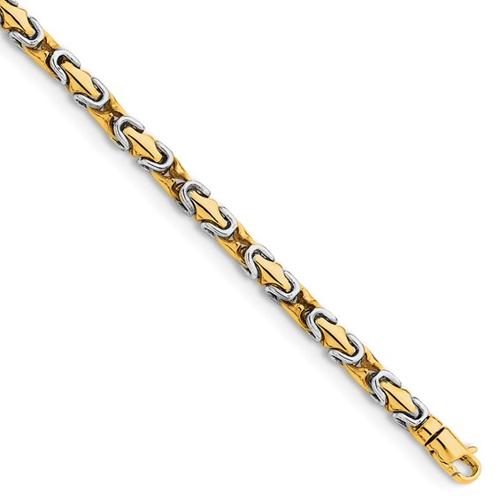 14K Two-tone 4.2mm Hand Polished Fancy Link with Lobster Clasp Chain (per inch)