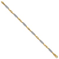 14K Two-tone 4.6mm Hand Polished Fancy Link Bracelet with Lobster Clasp, 8.75" view 2