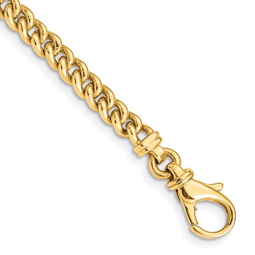 14K 4.5mm Yellow Gold Hand Polished Fancy Link Bracelet with Fancy Lobster Clasp, 8"