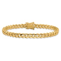 14K 5.7mm Yellow Gold Hand Polished Miami Cuban Link Bracelet with Box Catch Clasp, 8" view 3