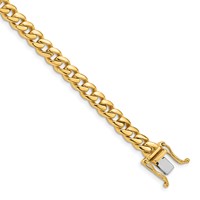 14K 5.7mm Yellow Gold Hand Polished Miami Cuban Link Bracelet with Box Catch Clasp, 8" view 1