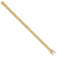 14K 7mm Yellow Gold Hand Polished Miami Cuban Link Bracelet with Box Catch Clasp, 8.25" view 2