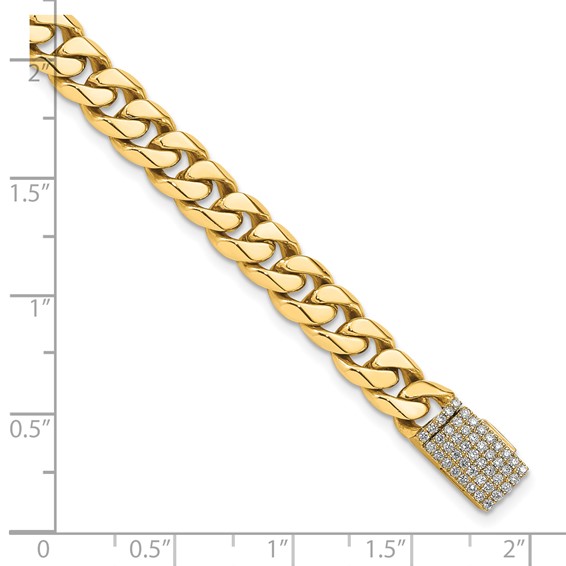 14k Hand-polished 7mm Miami Cuban Link 1.55 carat Diamond Clasp 8.25 inch Bracelet