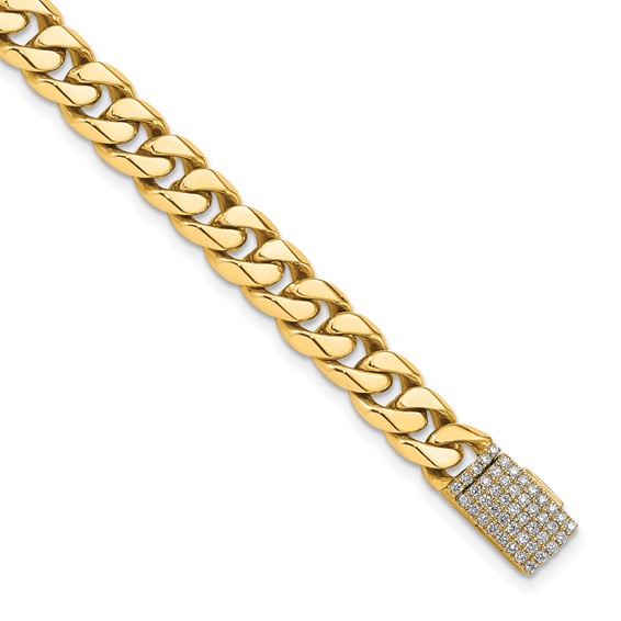 14k Hand-polished 7mm Miami Cuban Link 1.55 carat Diamond Clasp 8.25 inch Bracelet