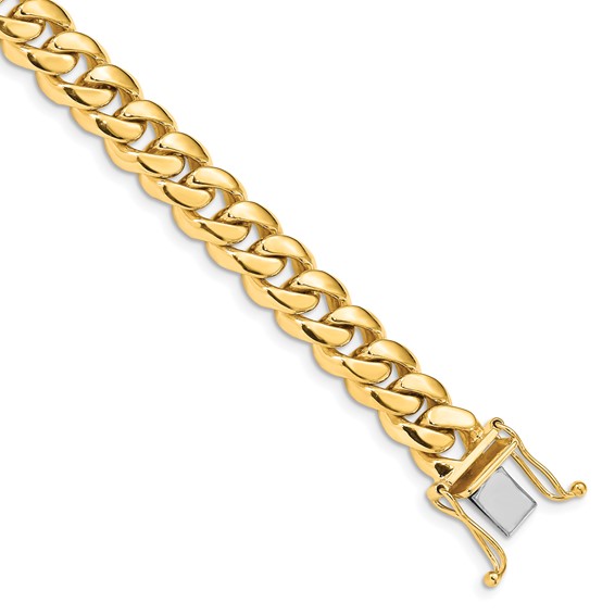 14K 8.7mm Hand Polished Miami Cuban Link with Box Catch Clasp Chain (per inch)