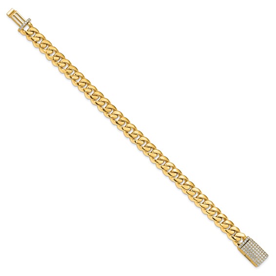 14k Hand-polished 8.7mm Miami Cuban Link 1.55 carat Diamond Clasp 8.25 inch Bracelet