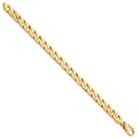 14K 8mm Yellow Gold Hand Polished Long Link Half Round Curb Bracelet with Lobster Clasp, 8" view 2