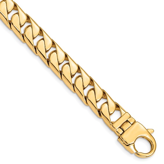 14K 10.2mm Hand Polished Long Link Half Round Curb with Fancy Lobster  Chain (per inch)