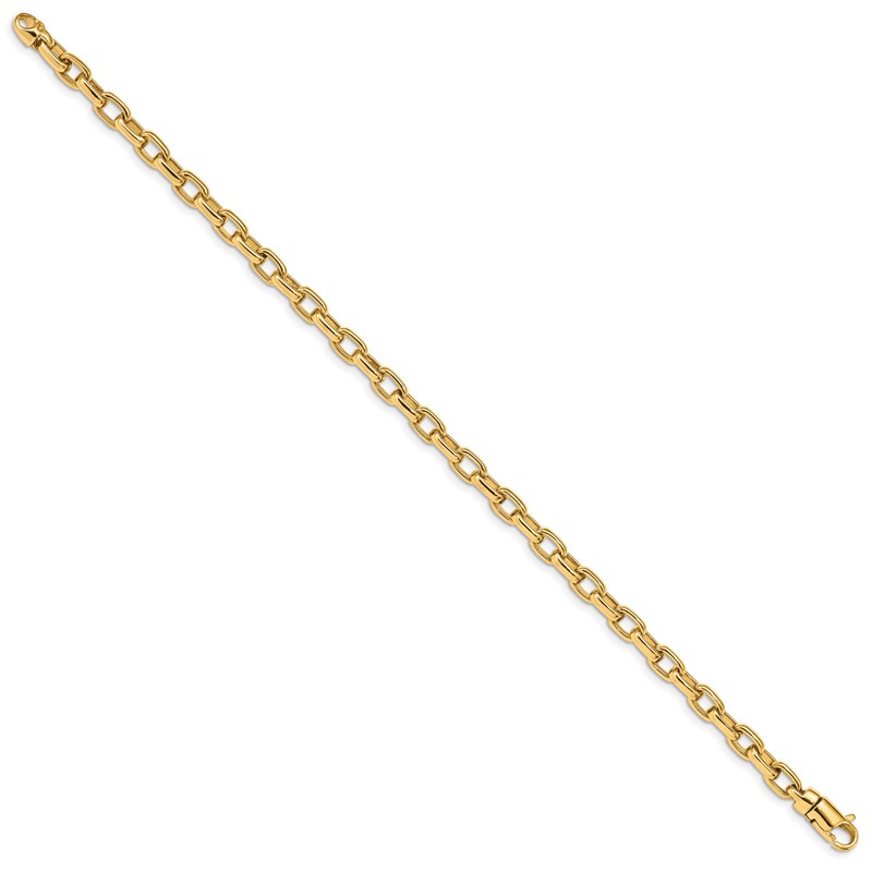 14K 8.25 inch 5mm Hand Polished Fancy Link with Lobster Clasp Bracelet