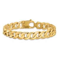 14K 11mm Yellow Gold Hand Polished Fancy Link Bracelet with Fancy Lobster Clasp, 8.25" view 3