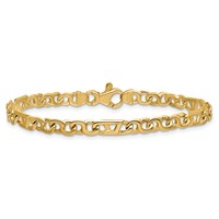14K 4.3mm Yellow Gold Hand Polished Fancy Link Bracelet with Fancy Lobster Clasp, 7" view 3