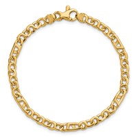 14K 4.3mm Yellow Gold Hand Polished Fancy Link Bracelet with Fancy Lobster Clasp, 7" view 4