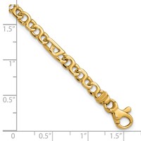 14K 4.3mm Yellow Gold Hand Polished Fancy Link Bracelet with Fancy Lobster Clasp, 7" view 5