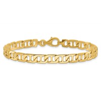 14K 6.5mm Yellow Gold Hand Polished Fancy Anchor Link Bracelet with Fancy Lobster Clasp, 8" view 3