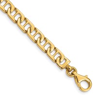 14K 6.5mm Yellow Gold Hand Polished Fancy Anchor Link Bracelet with Fancy Lobster Clasp, 8" view 1