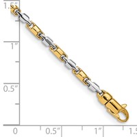14K Two-tone 2.5mm Hand Polished Fancy Link Bracelet with Lobster Clasp, 7" view 2