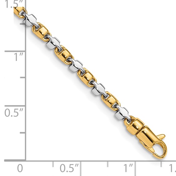 14K Two-tone 2.6mm Hand Polished Fancy Link with Lobster Clasp Chain (per inch)