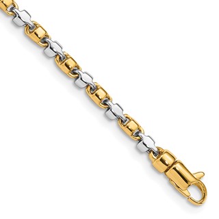 14K Two-tone 2.6mm Hand Polished Fancy Link with Lobster Clasp Chain (per inch)